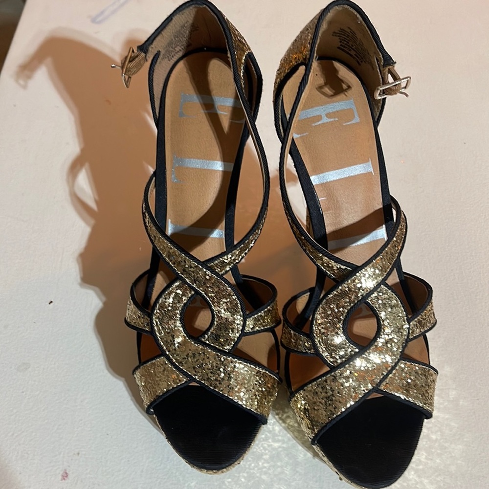 ELLE gold sequin platform sandals